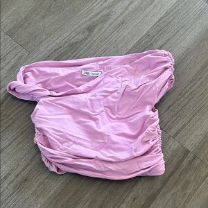 Zara Light Pink Gathered Blouse